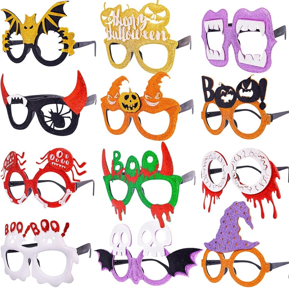 NWT 12Pcs Glittery‎ Halloween Party Glasses/Costume Props - Picture 2 of 5